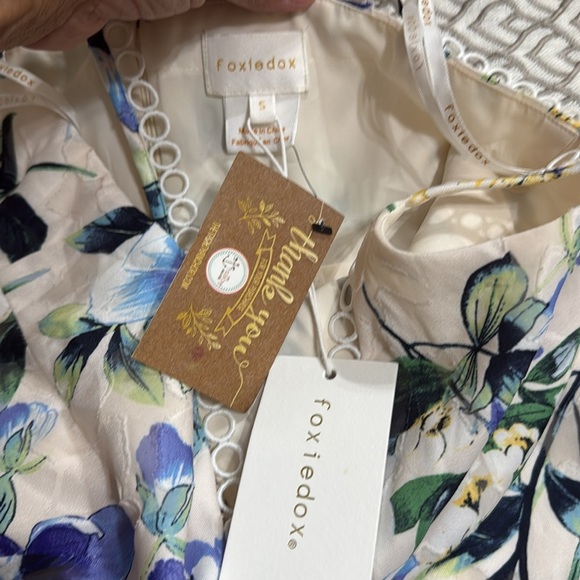 (T6) NEW Foxiedox Ressie Blue Floral Dress with Ruffles Size S - Picture 12 of 16